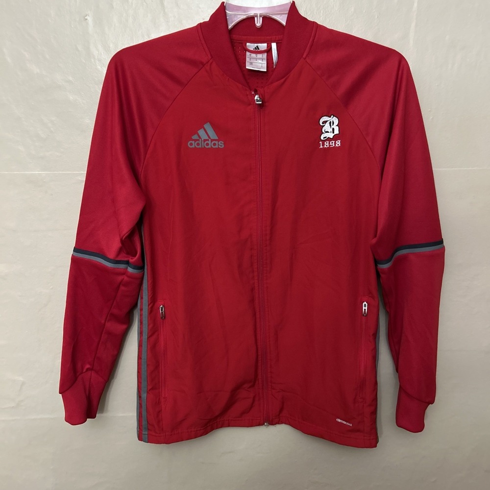 Adidas Mens Medium Athletic Cool Red Track Zip Front Jacket With lettering B